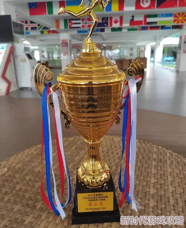 爽好舒服快给老师小明在学校运动会上勇夺冠军奖杯