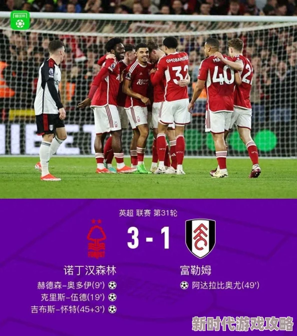 穷游青藏老周赵青23-24赛季英超第31轮诺丁汉森林vs富勒姆团结拼搏共创辉煌